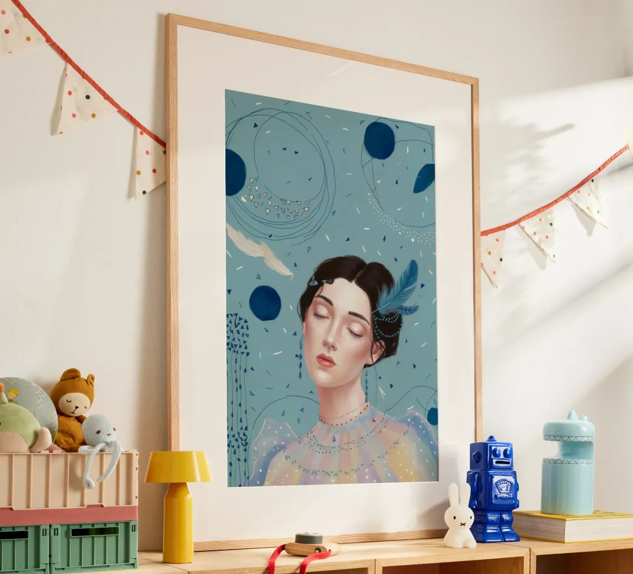Sognatore di punti cerulei poster con telaio in plastica da Vivid Reverie