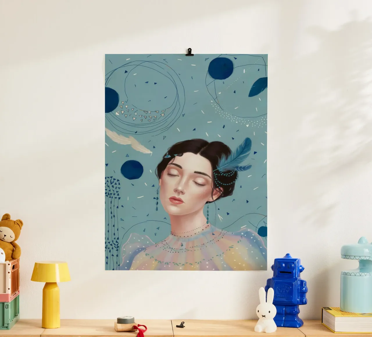 Sognatore di punti cerulei poster con telaio in plastica da Vivid Reverie