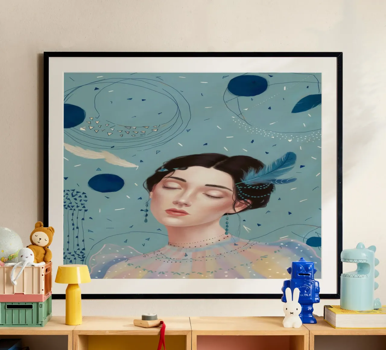 Sognatore di punti cerulei poster con telaio in plastica da Vivid Reverie