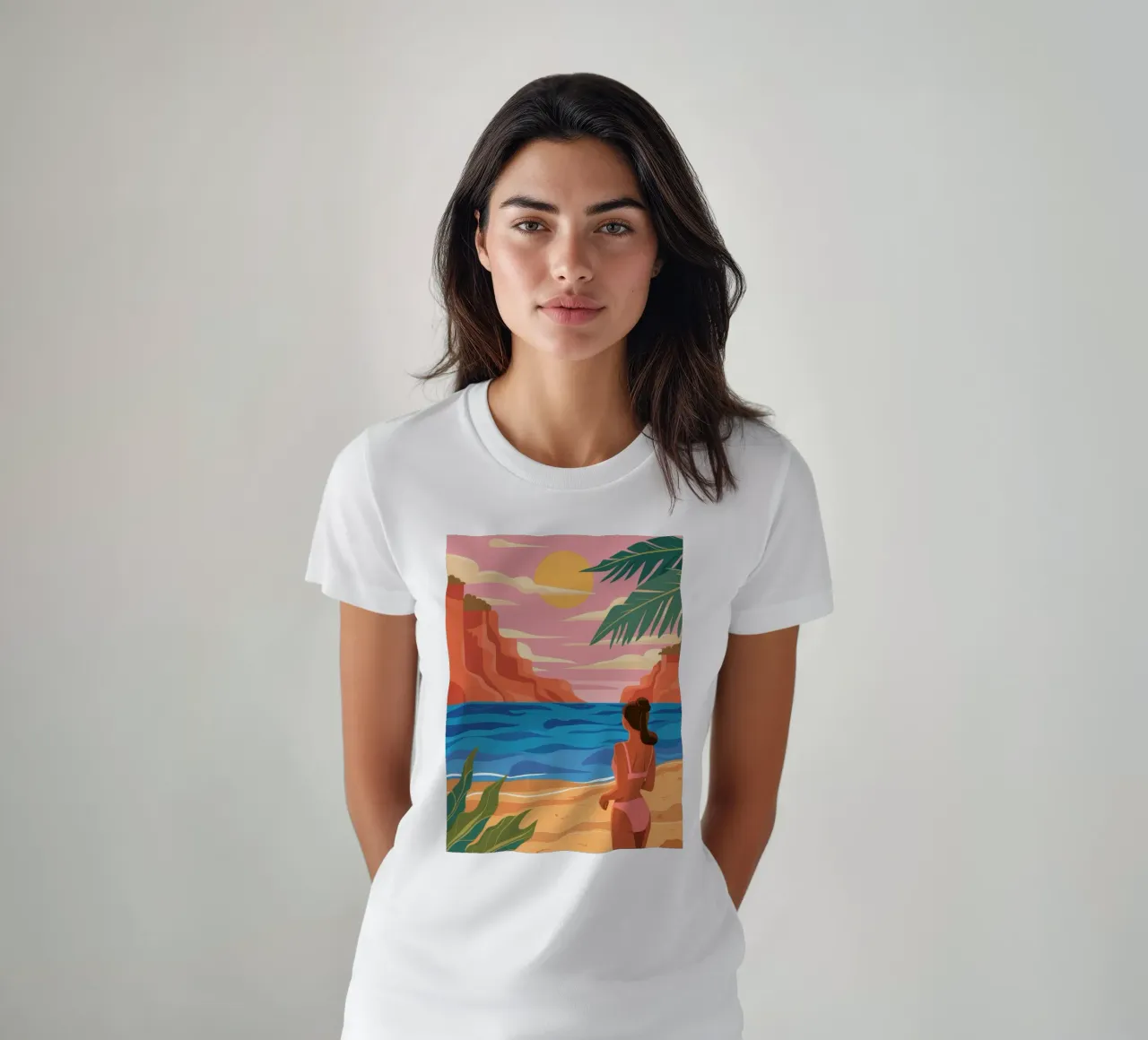 Tramonto con sguardo sulla spiaggia t-shirt da Lumie Layers