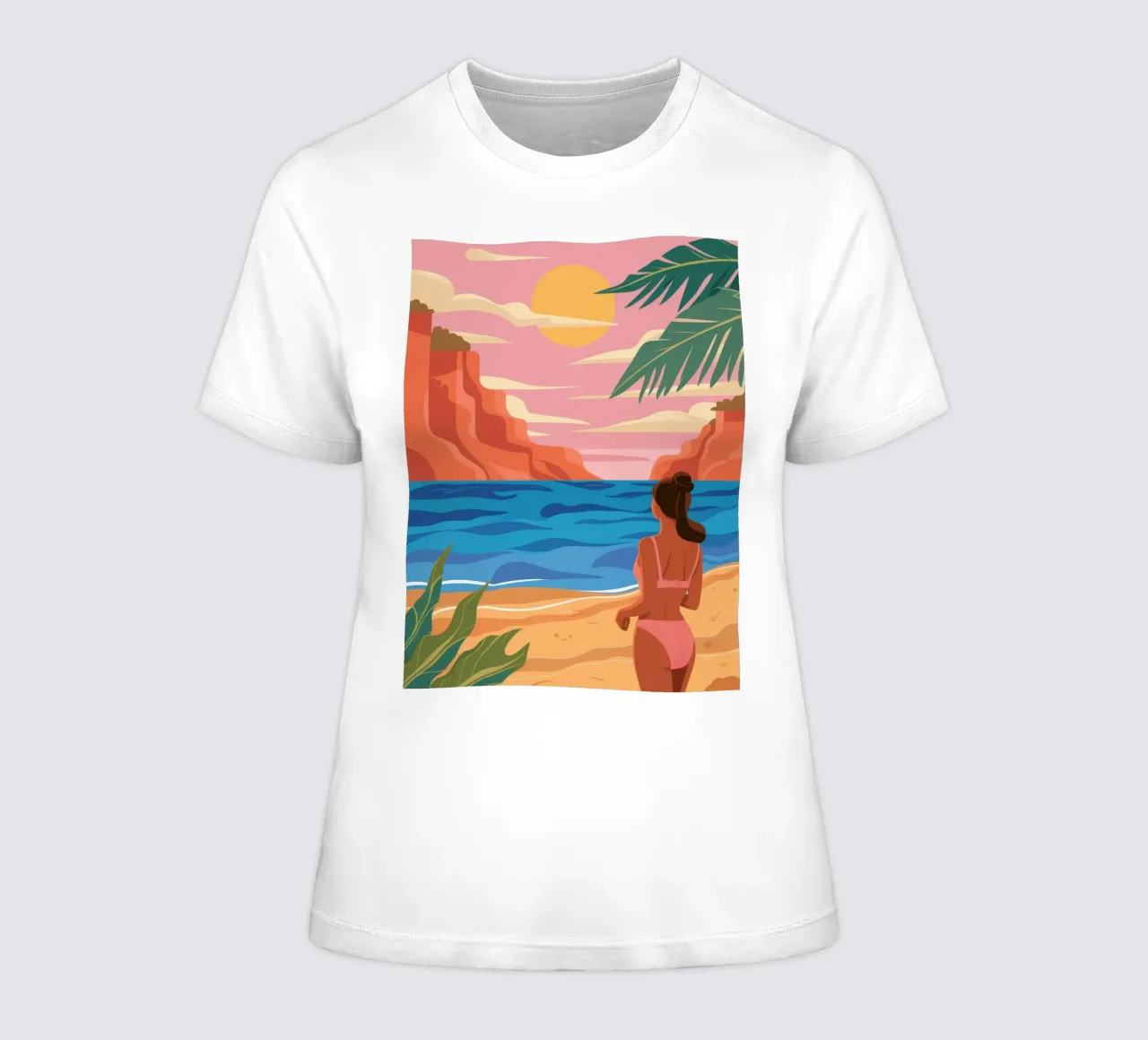 Beach Gaze Sunset women's fitted t-shirt by Lumie Layers