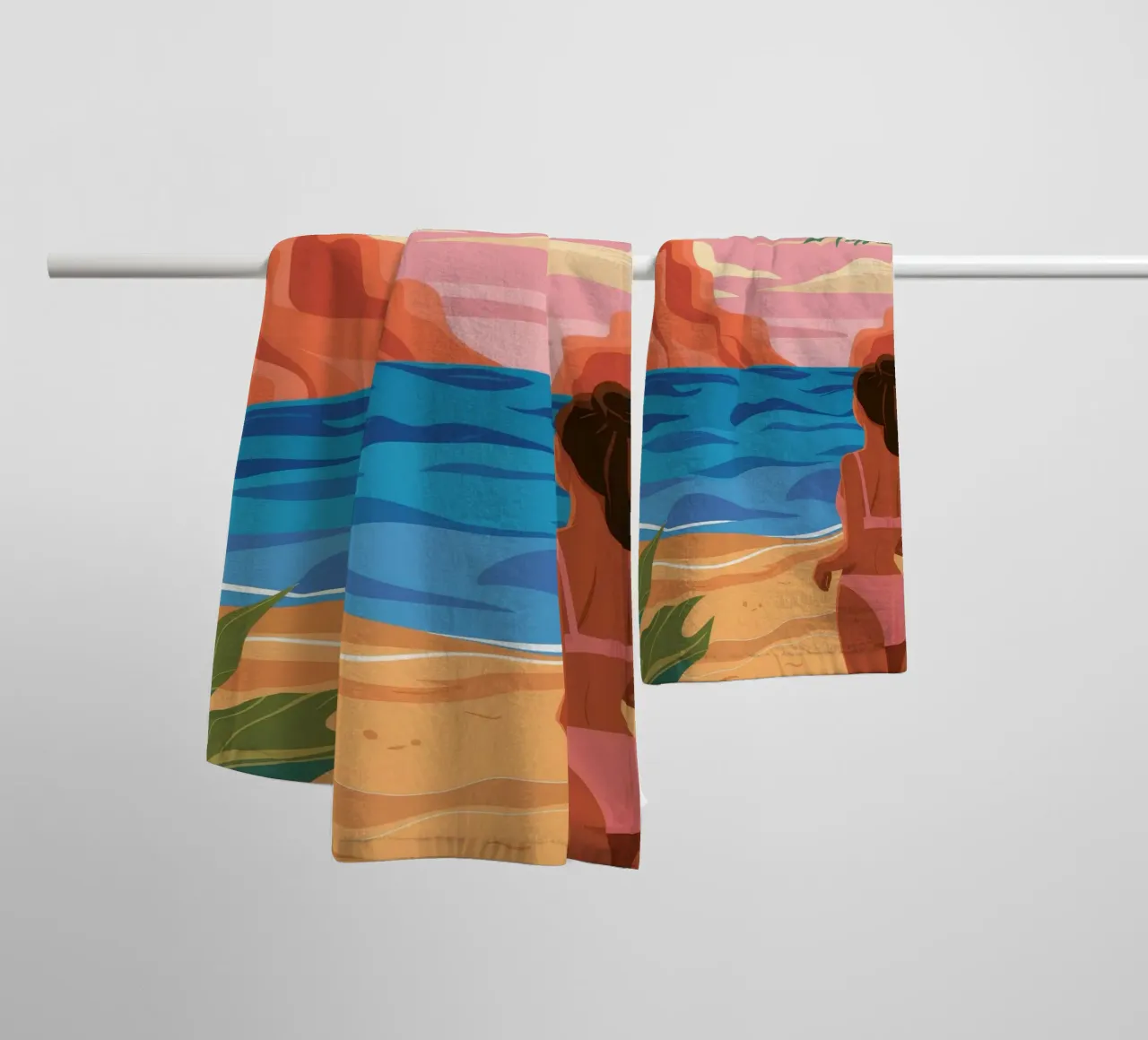 Tramonto con sguardo sulla spiaggia asciugamano da bagno da Lumie Layers