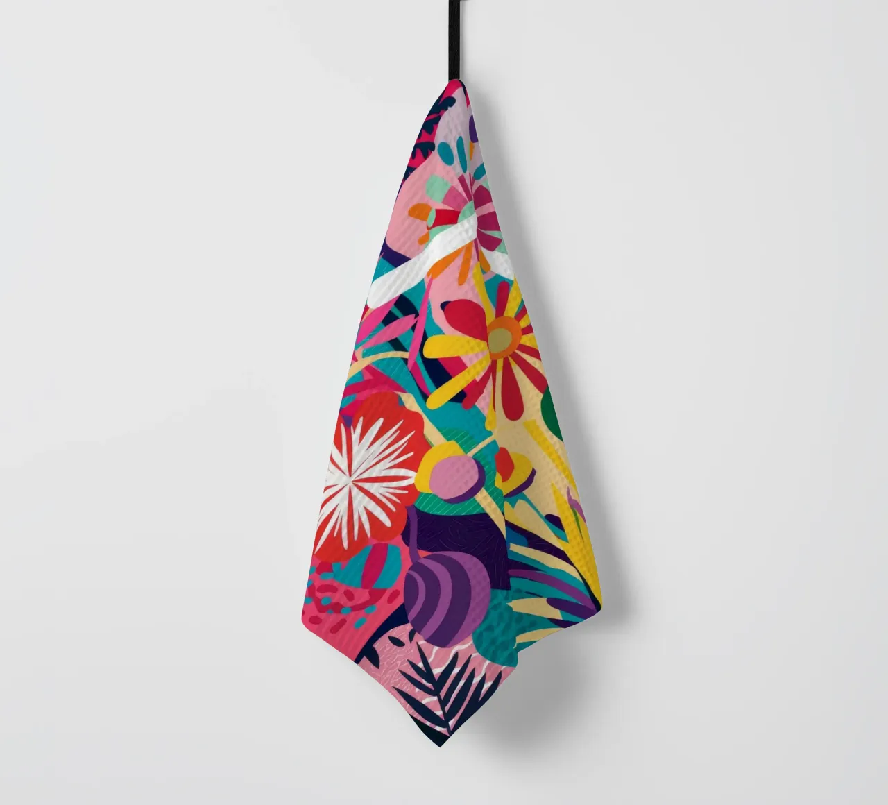Neon Floral Collision tea towel by Grande Serene