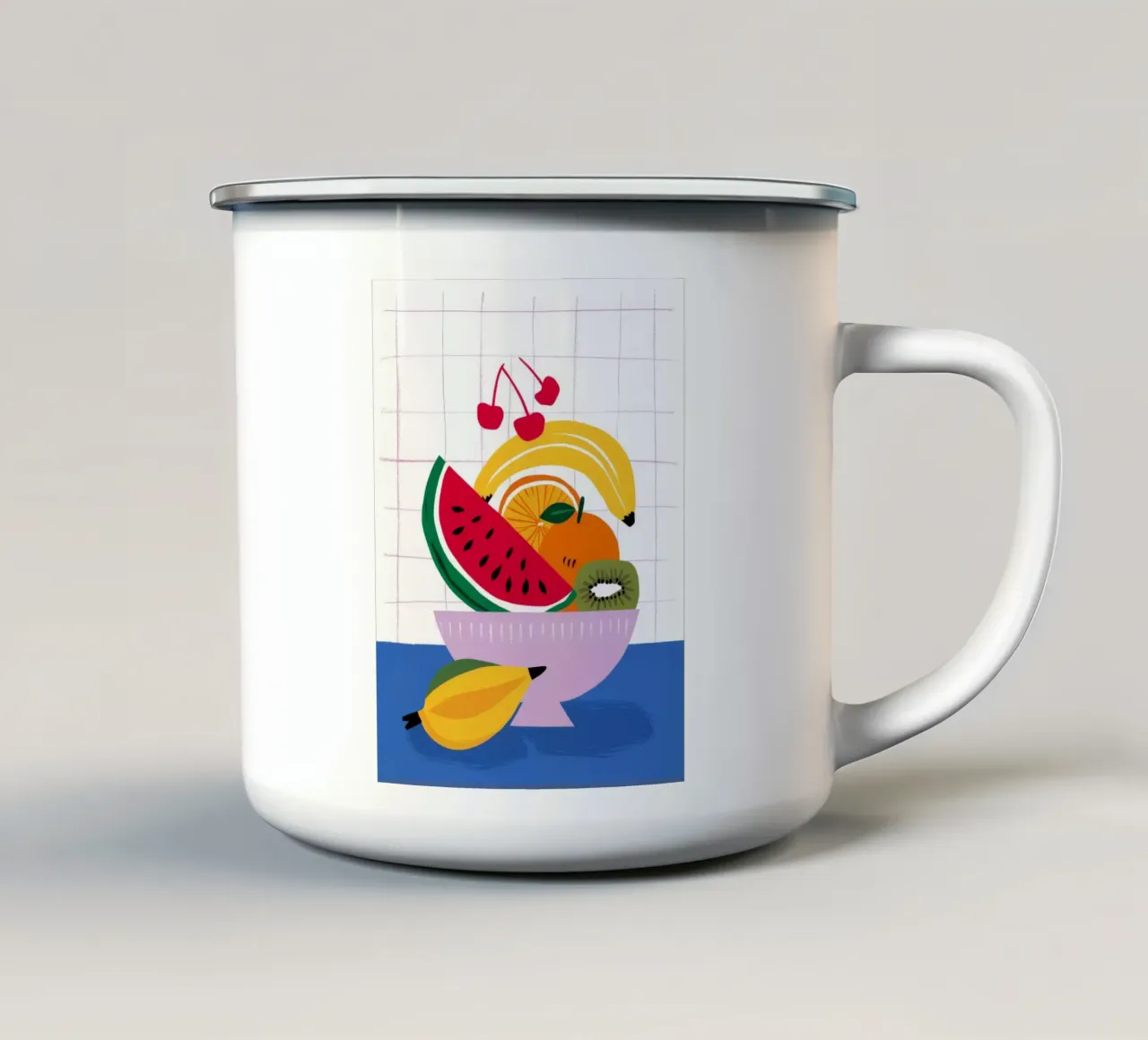 Festa della frutta pop art tazza in smalto da Moonlite Desire
