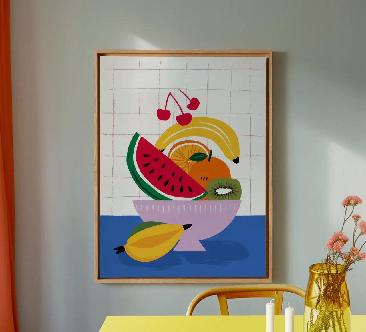 Pop Art Fruit Feast canvas with Floater frame by Moonlite Desire