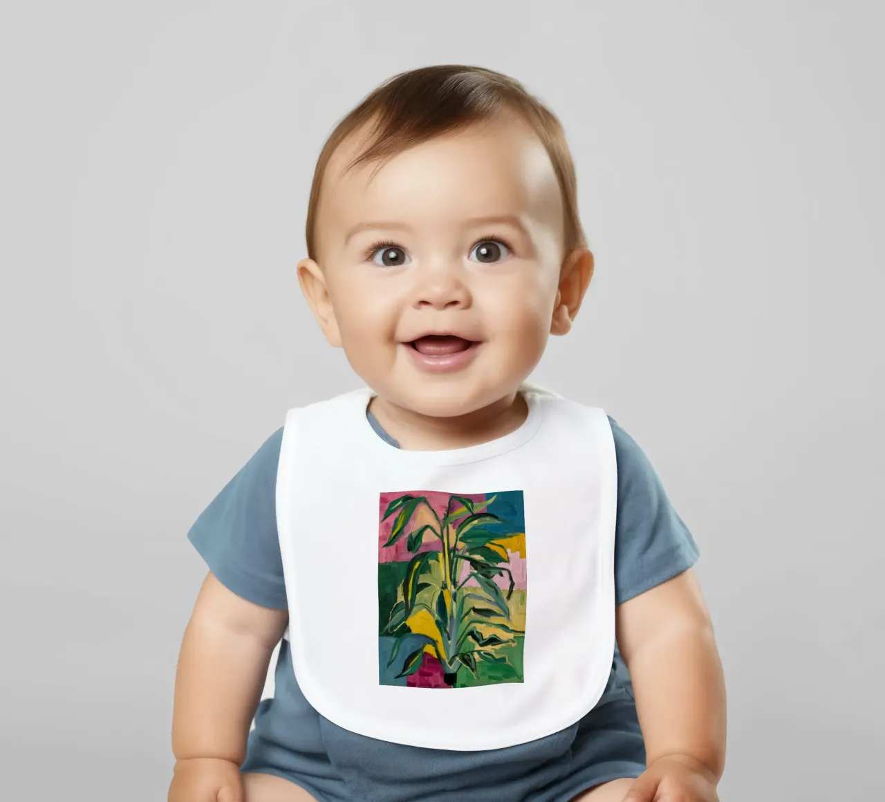 Verdant Pot Pop baby bib by Vivid Reverie