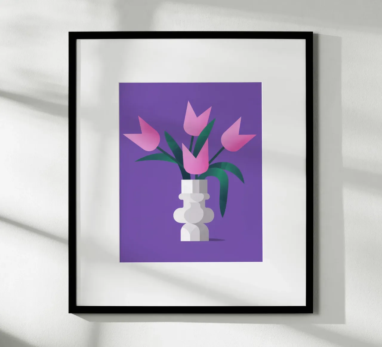 Trio di tulipani viola poster con telaio in alluminio da Moonlite Desire
