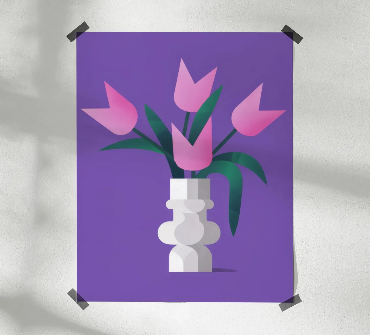 Trio di tulipani viola poster con telaio in alluminio da Moonlite Desire