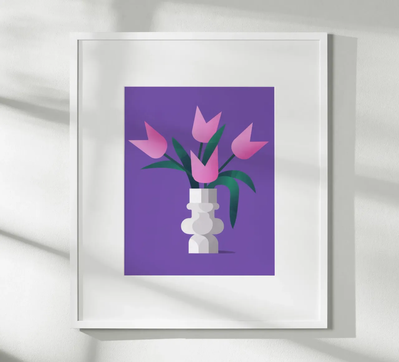 Trio di tulipani viola poster con telaio in alluminio da Moonlite Desire