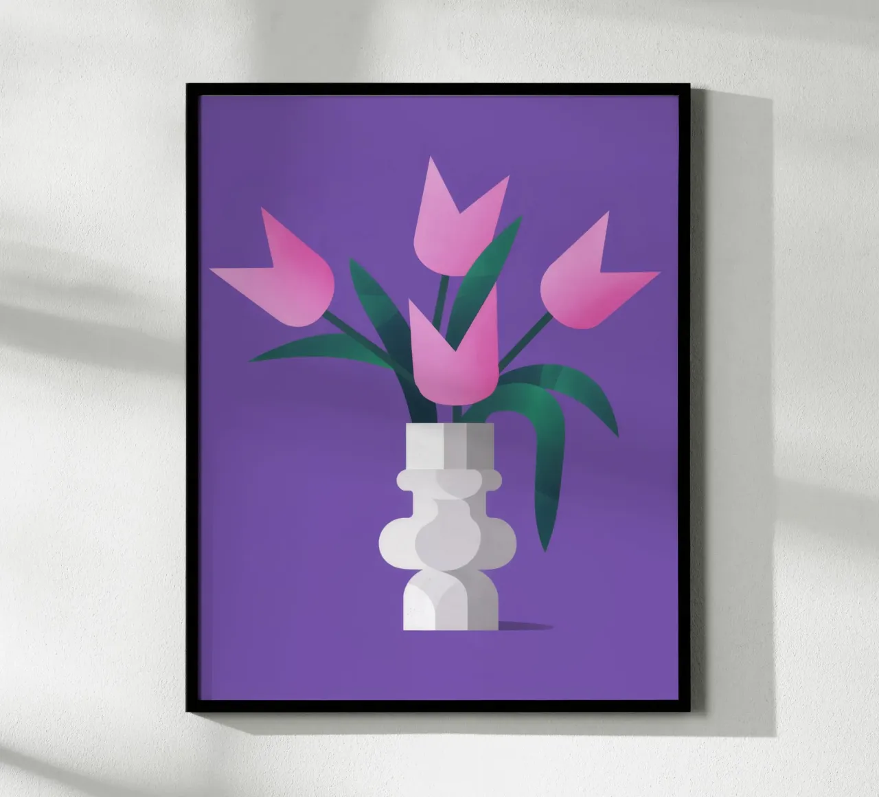 Trio di tulipani viola poster con telaio in alluminio da Moonlite Desire