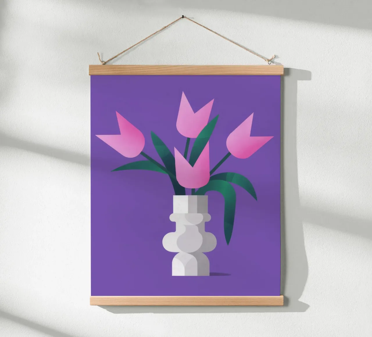 Trio di tulipani viola poster con telaio in alluminio da Moonlite Desire