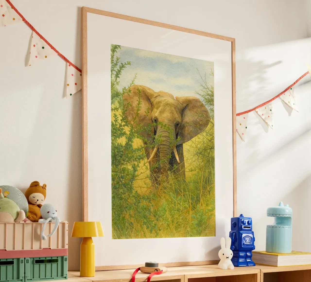 elefante pittura disegno arte poster con telaio in legno da lauraa