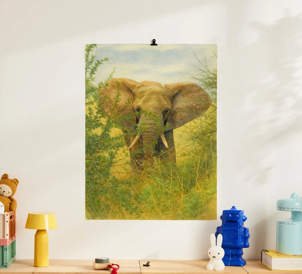 elefante pittura disegno arte poster con telaio in legno da lauraa
