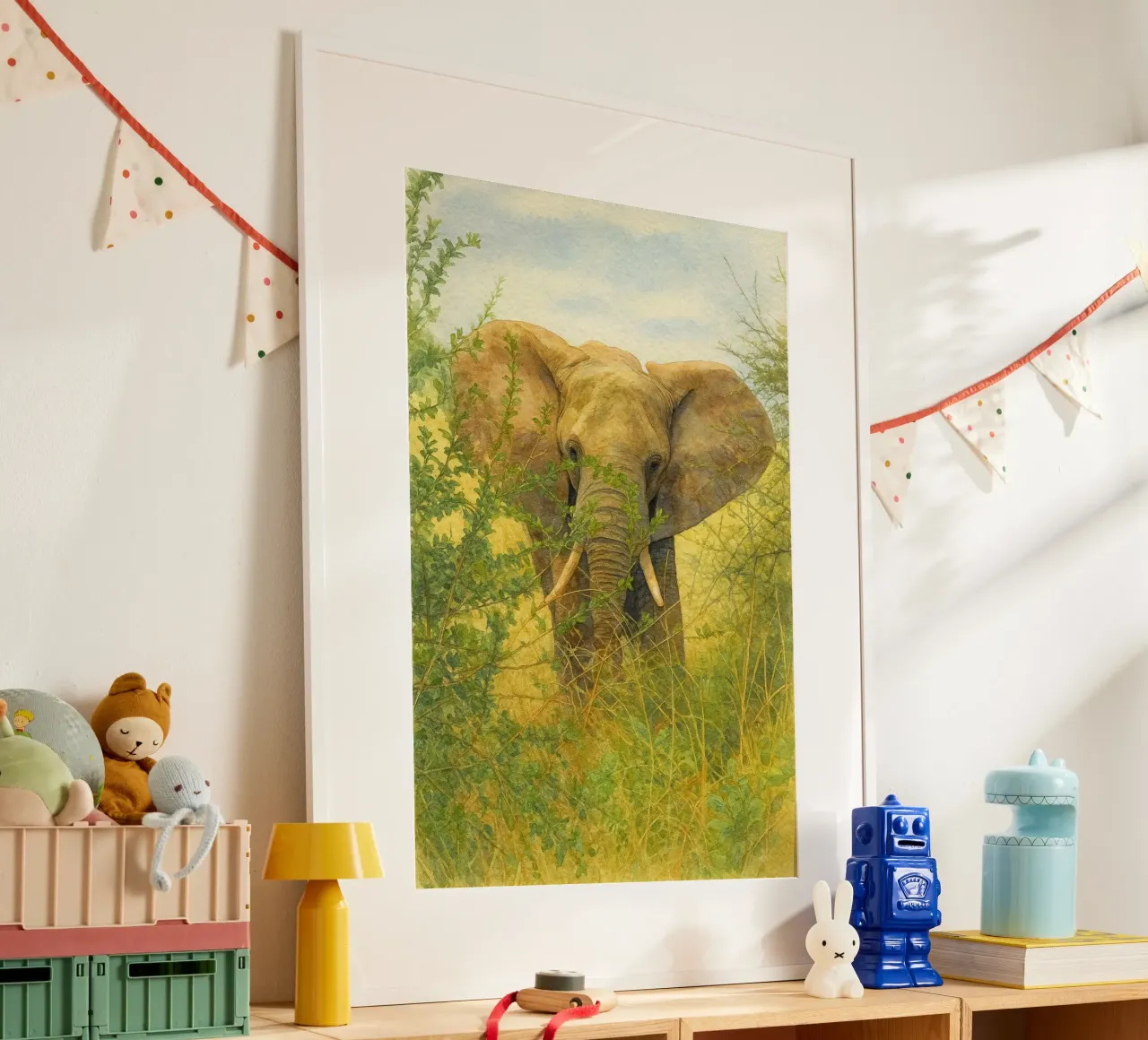 elefante pittura disegno arte poster con telaio in legno da lauraa