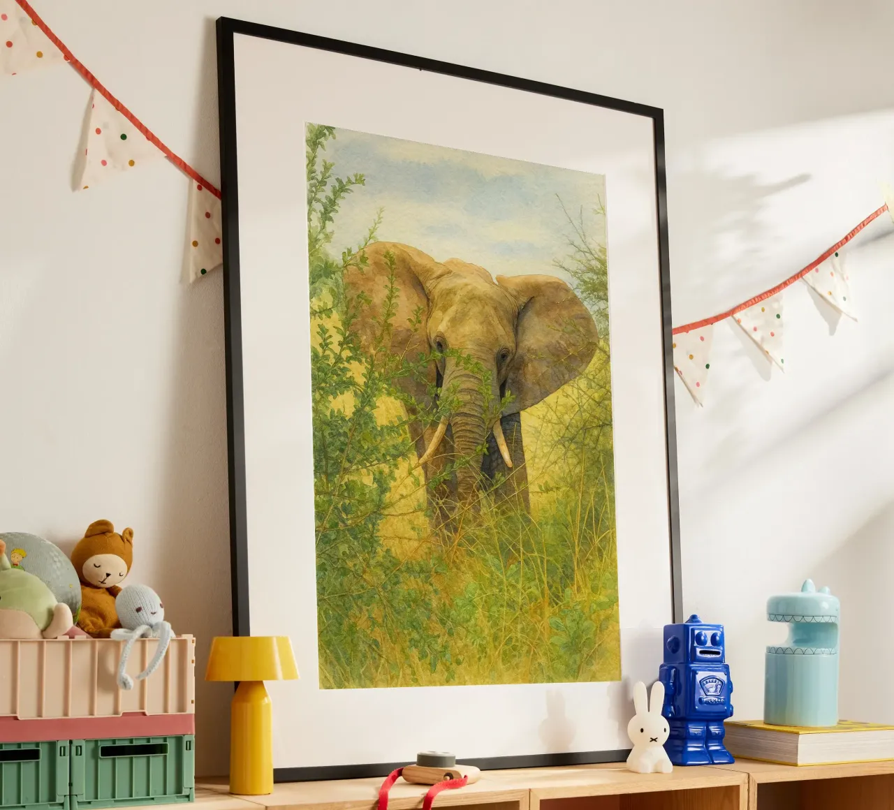 elefante pittura disegno arte poster con telaio in legno da lauraa