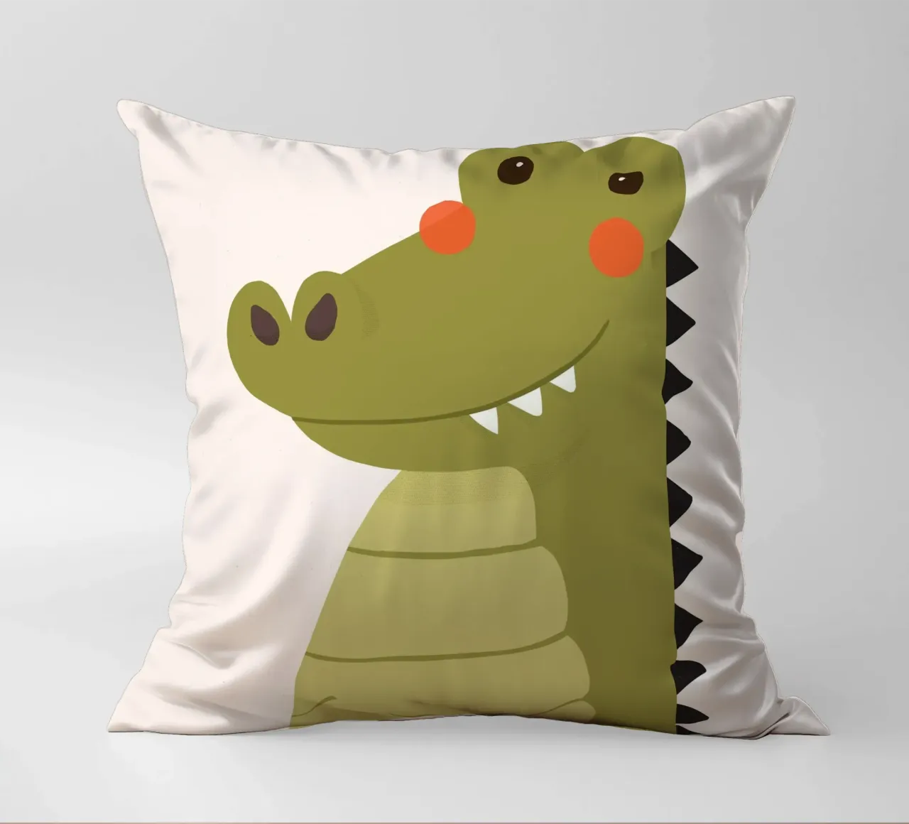 Crocodile, Animal Portrait decorative cushion by The Printed Sparrow