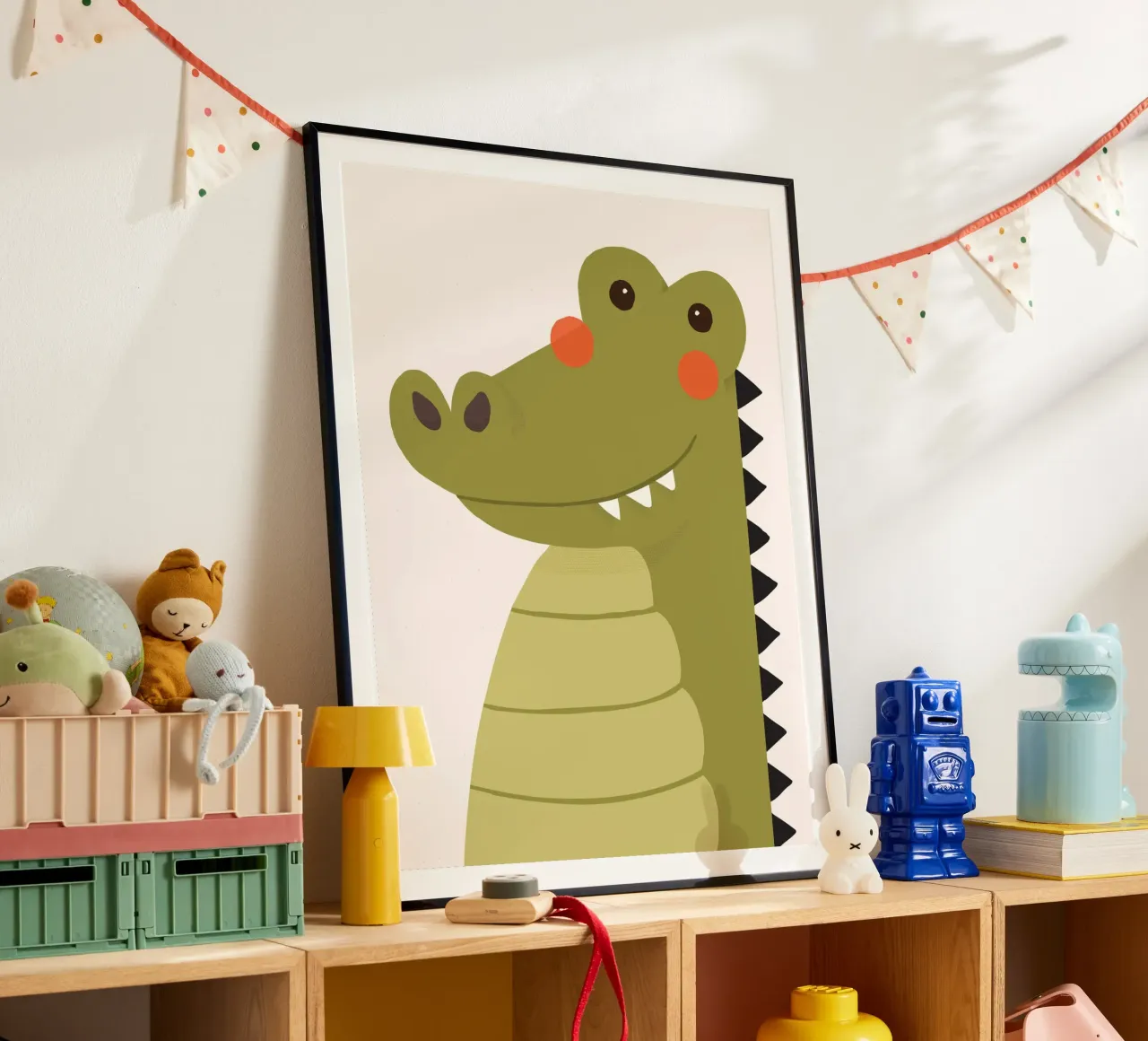 Crocodile, Animal Portrait poster with plastic frame by The Printed Sparrow