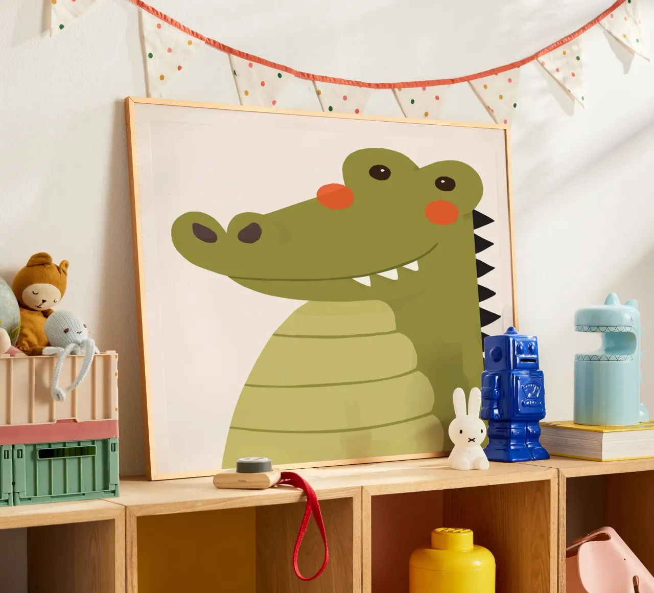 Crocodile, Animal Portrait poster with plastic frame by The Printed Sparrow