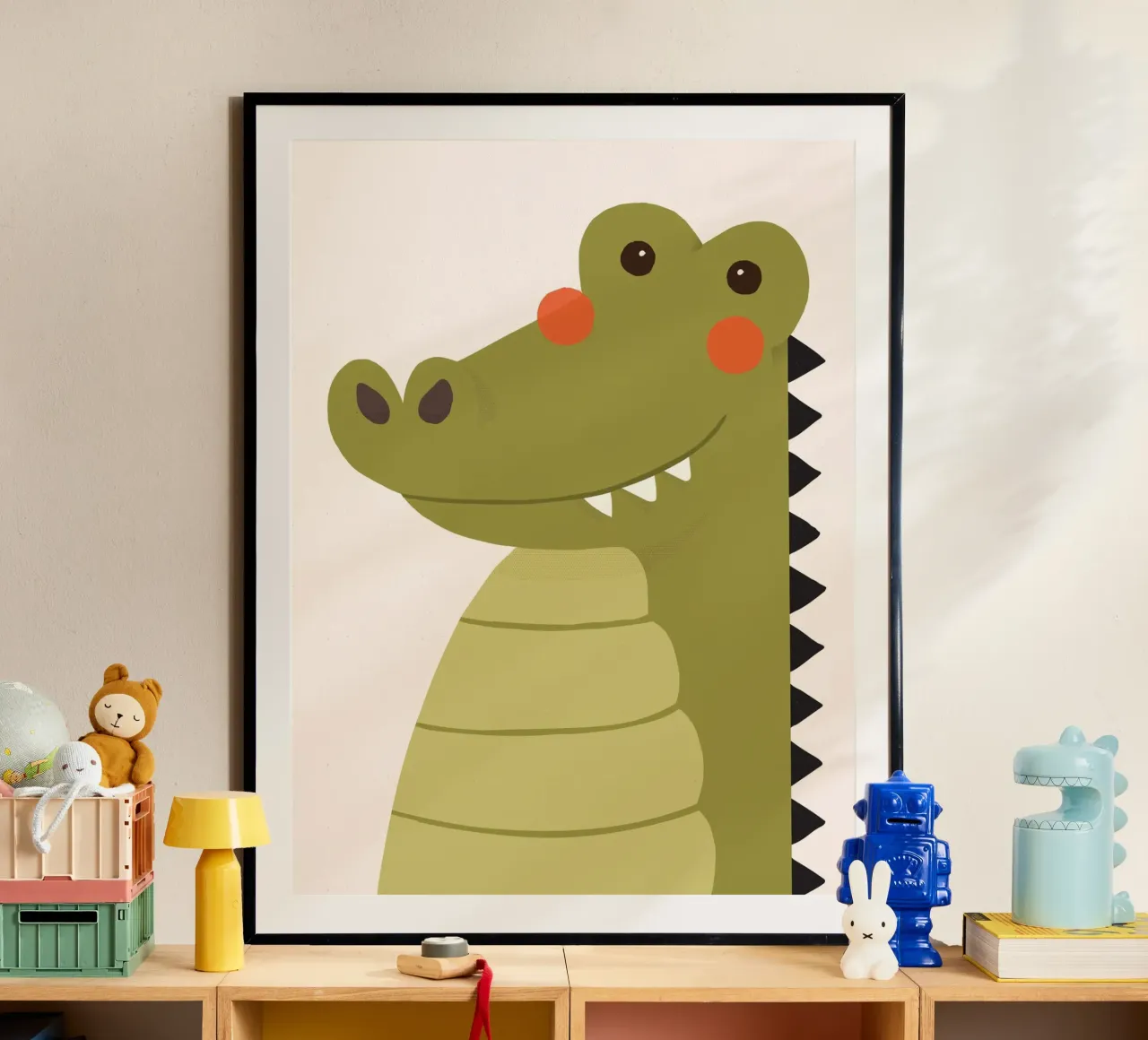 Crocodile, Animal Portrait poster with plastic frame by The Printed Sparrow
