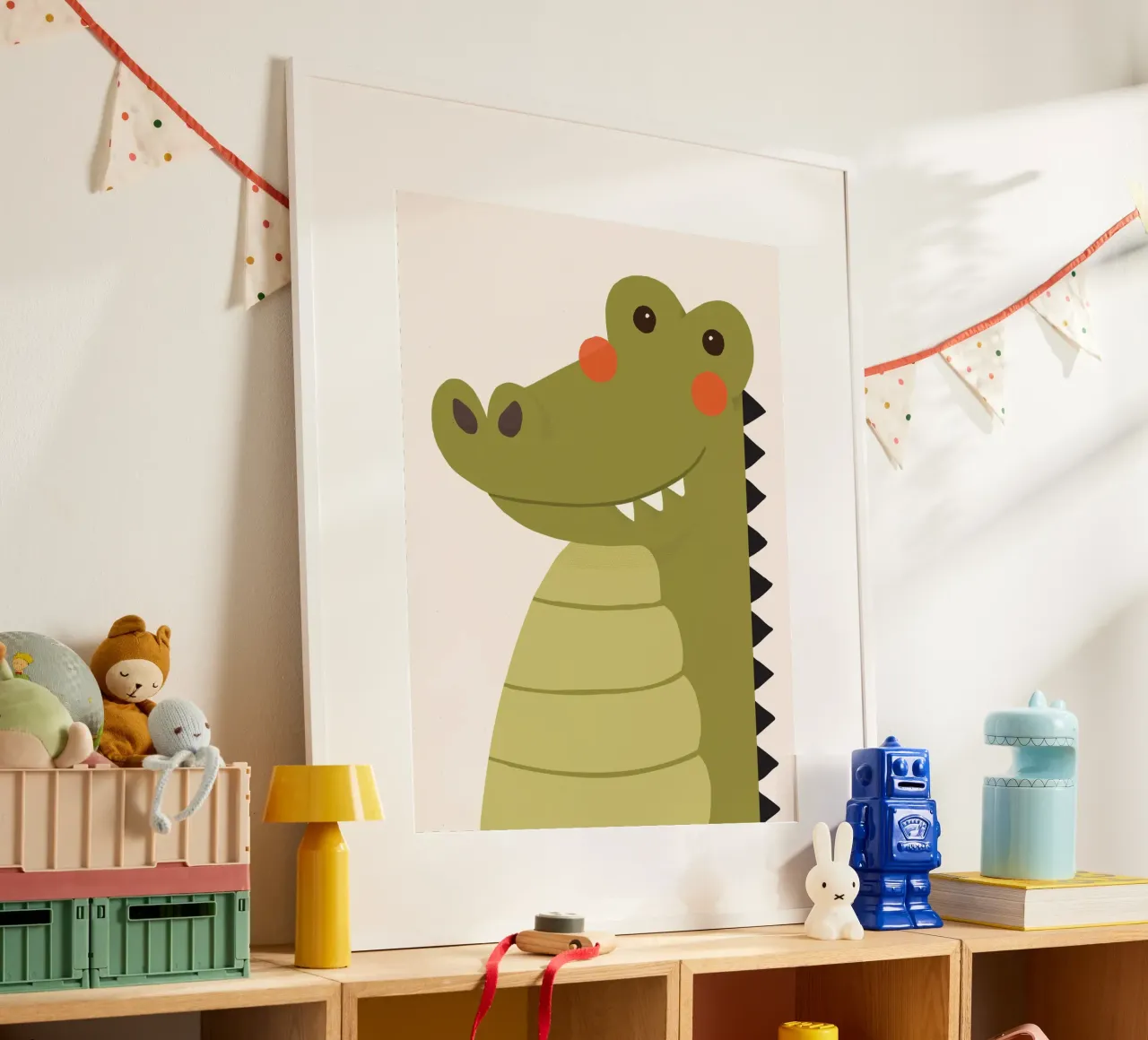 Crocodile, Animal Portrait poster with plastic frame by The Printed Sparrow