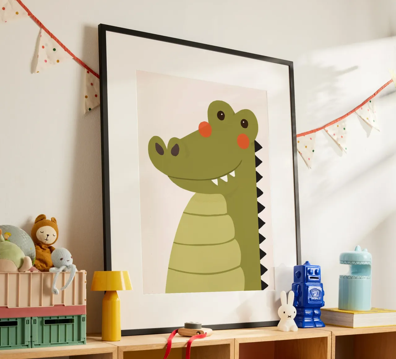 Crocodile, Animal Portrait poster with plastic frame by The Printed Sparrow