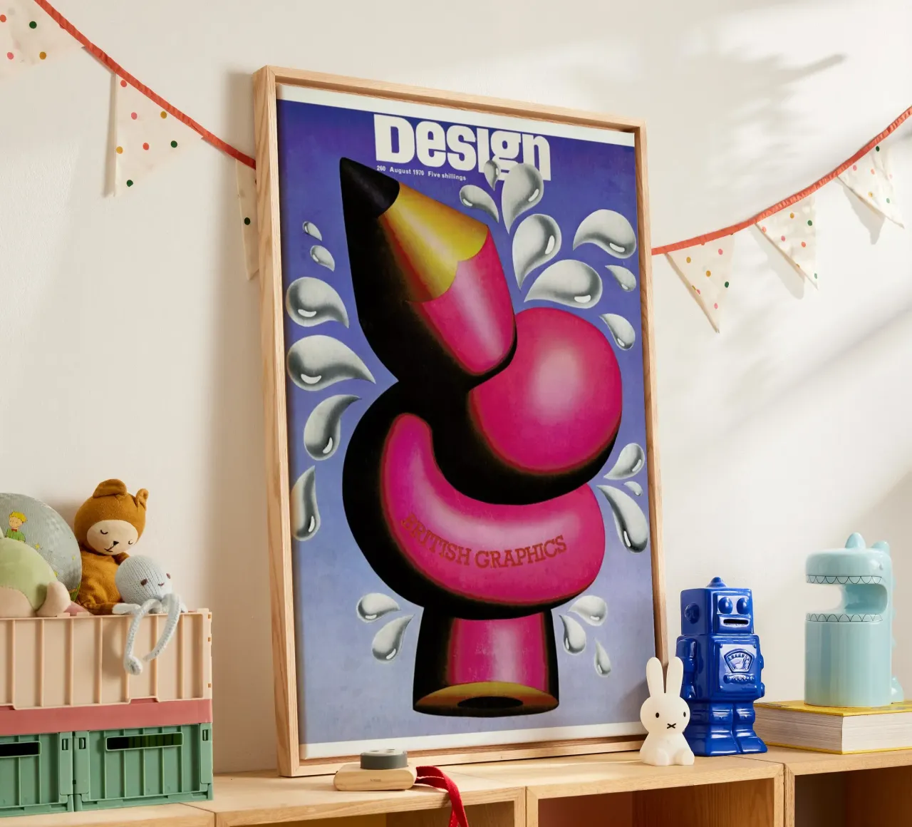 1970 August Design Magazine tela con Cornice a cassetta da Hemingway Design