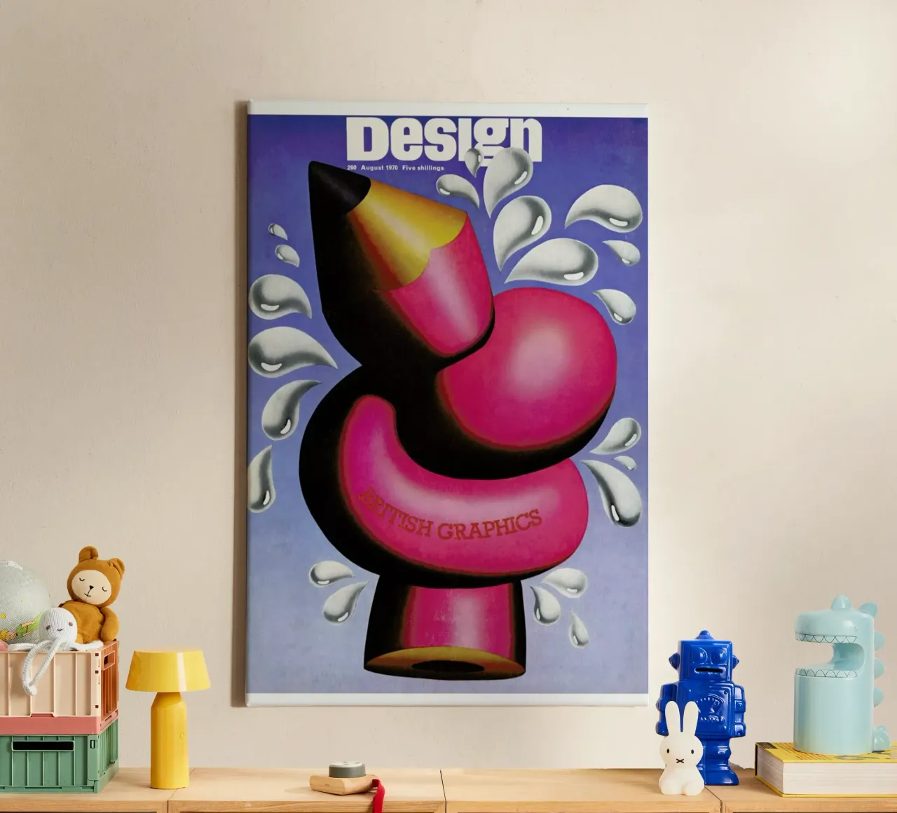 1970 August Design Magazine tela con Cornice a cassetta da Hemingway Design
