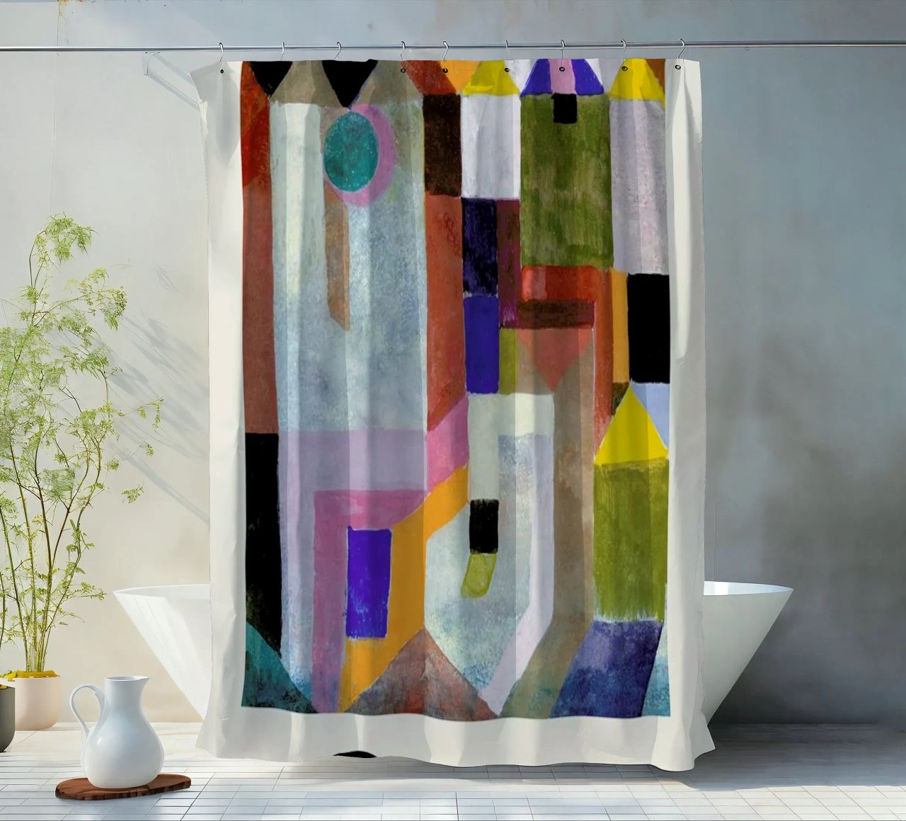 Klee - Colourful Architecture tenda da doccia da Vintage by JUNIQE