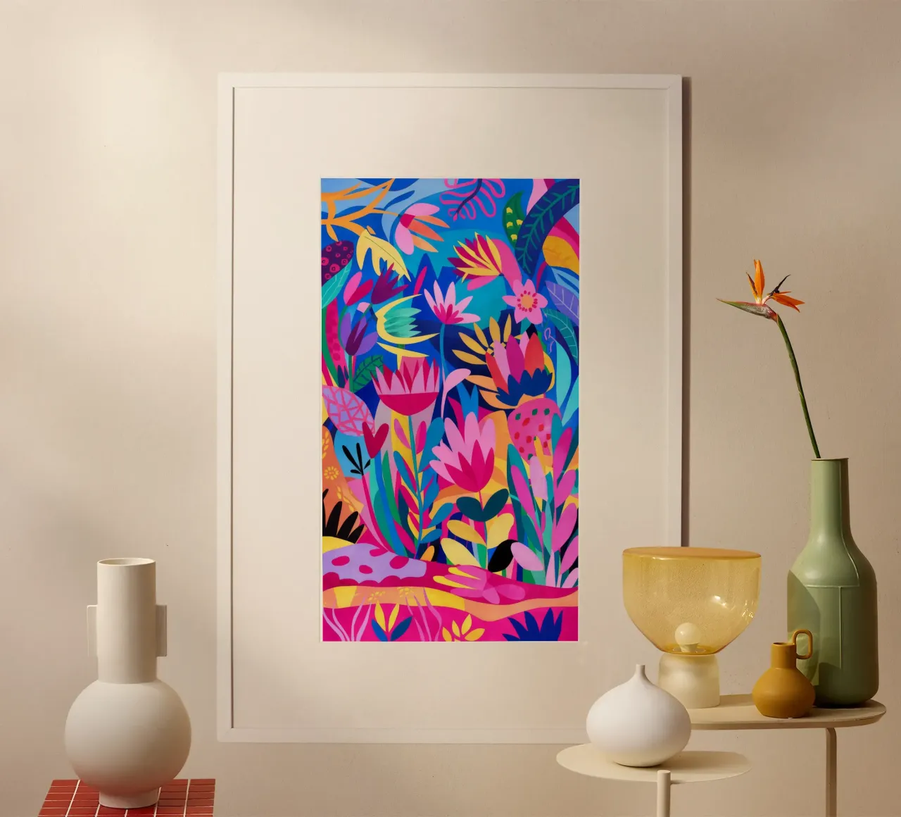 Caos elettrico in fiore poster con telaio in plastica da Grande Serene