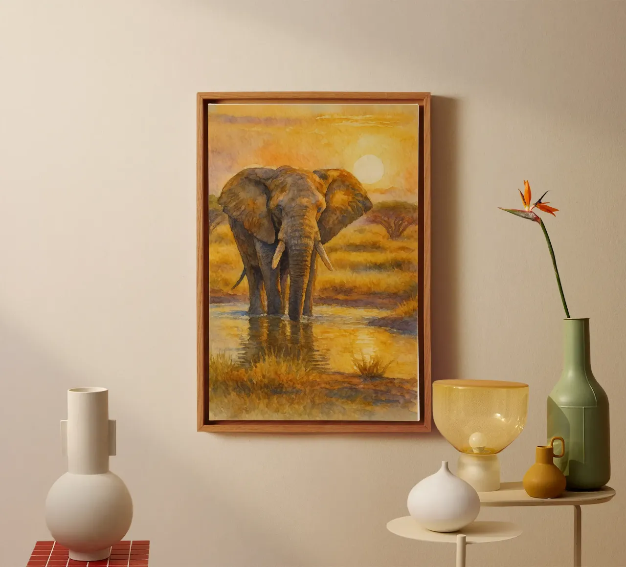 olifant schilderij tekening canvas met Baklijst van lauraa