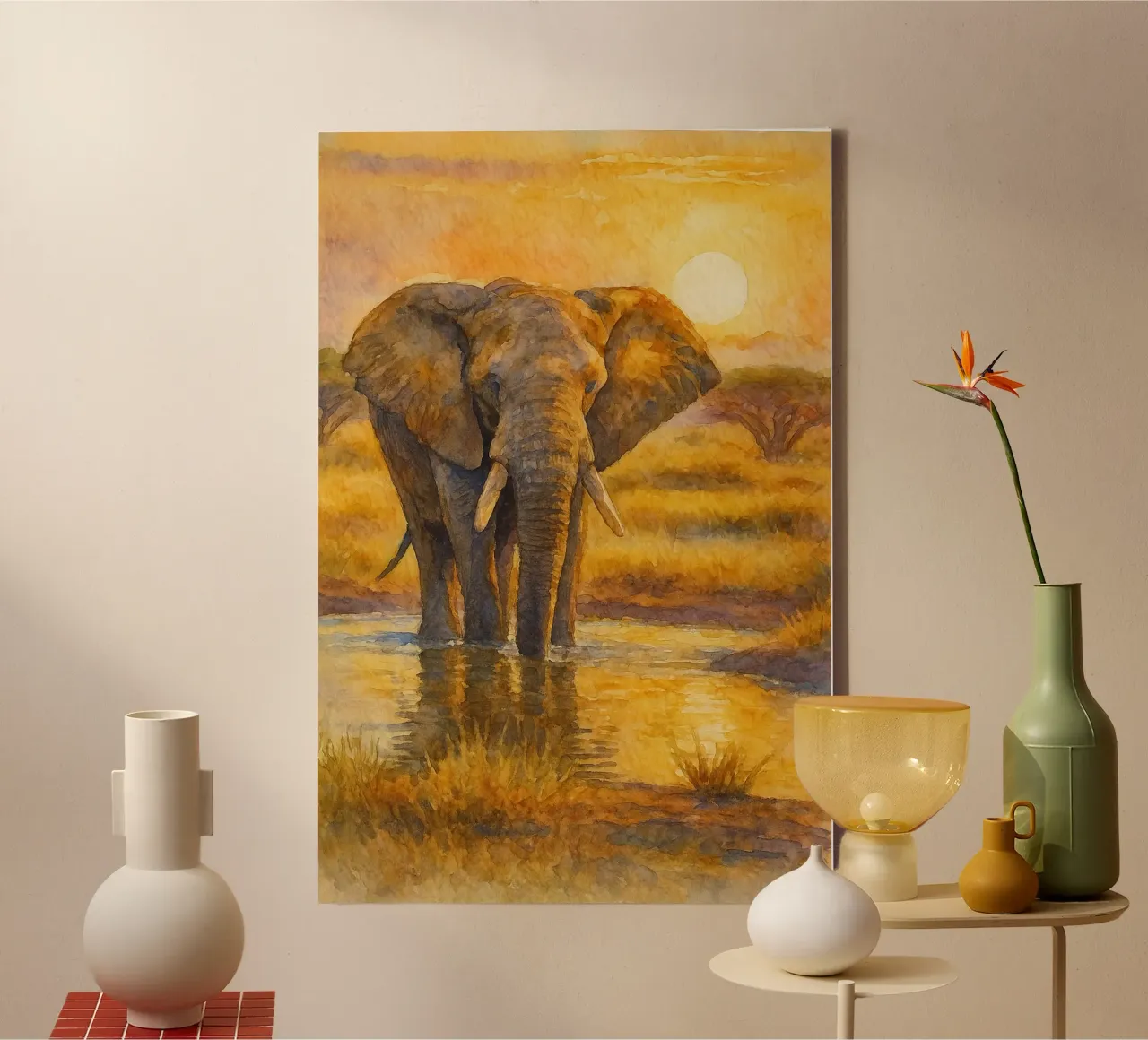 olifant schilderij tekening canvas met Baklijst van lauraa