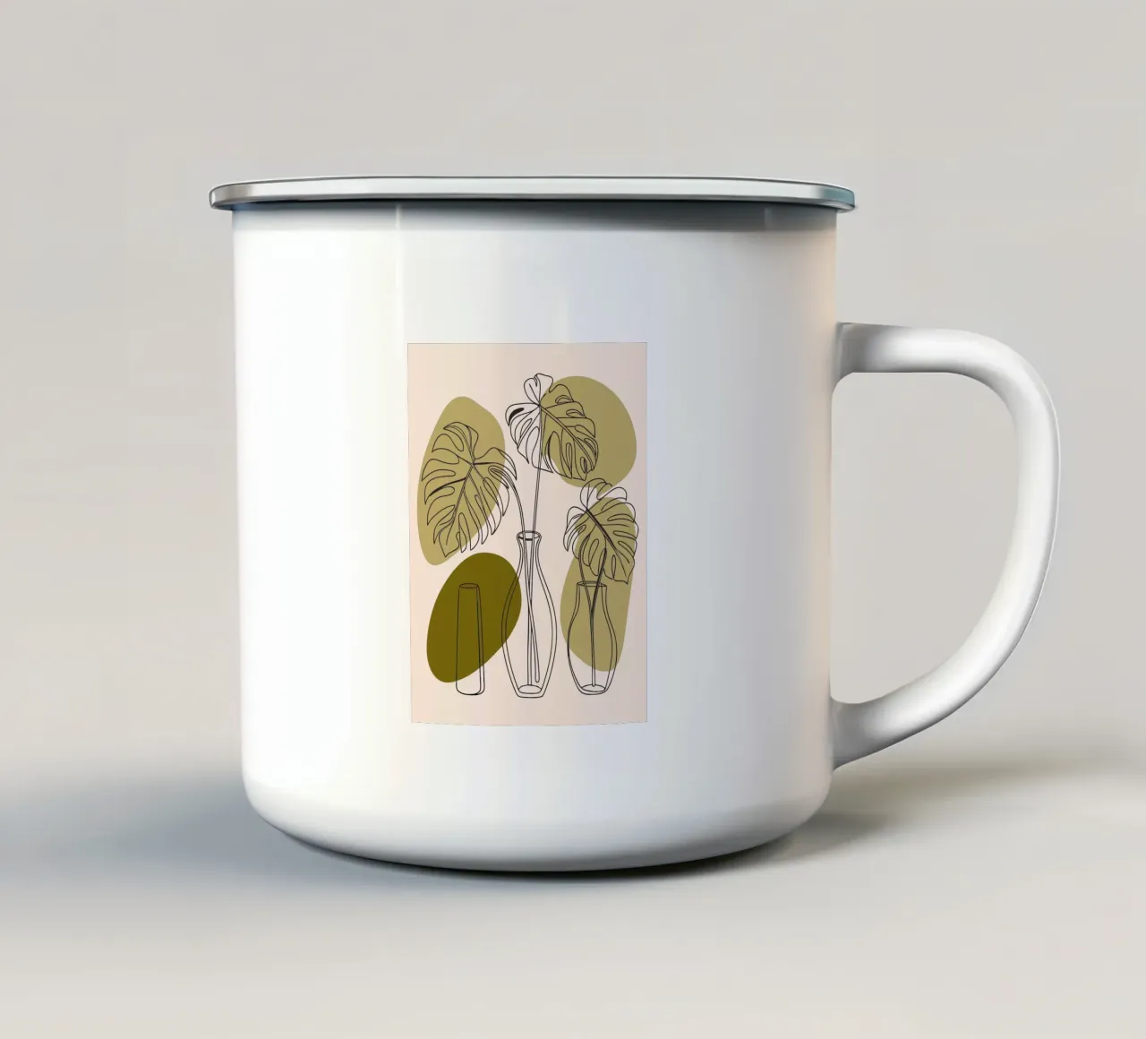 Tre fiori di Monstera tazza in smalto da RELAXING TOUCH