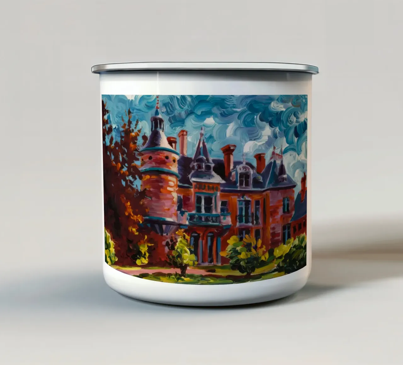 Chateau's Autumnal Grandeur enamel mug by Lush Essence