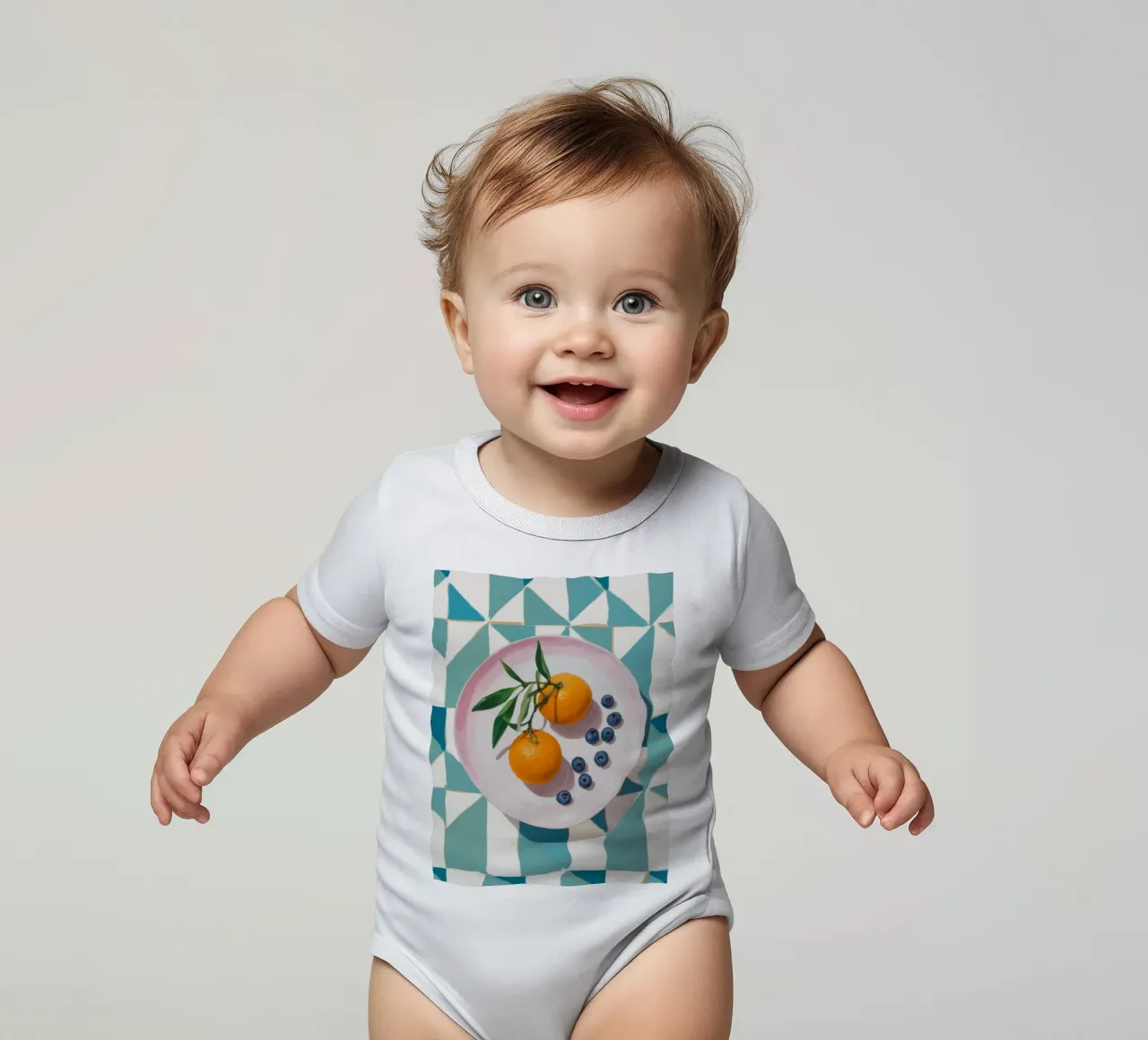 Agrumi e bacche Stillness body neonato maniche corte da Lumie Layers