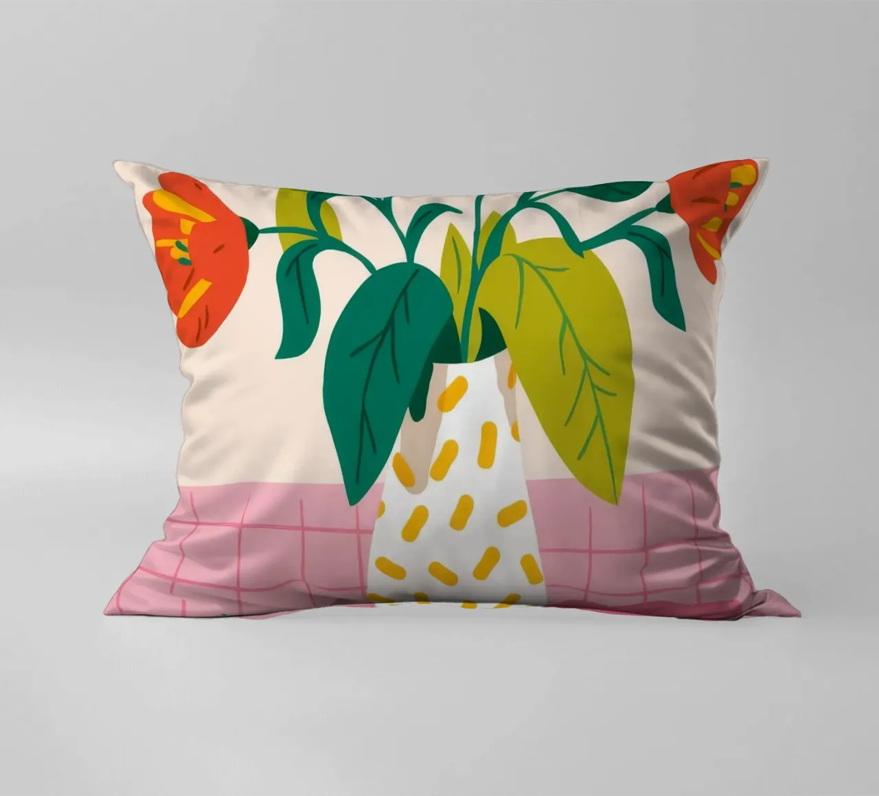 Vignette de fleurs en carreaux coussin de Moonlite Desire