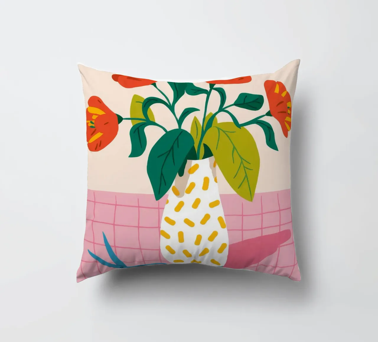 Vignette de fleurs en carreaux coussin de Moonlite Desire