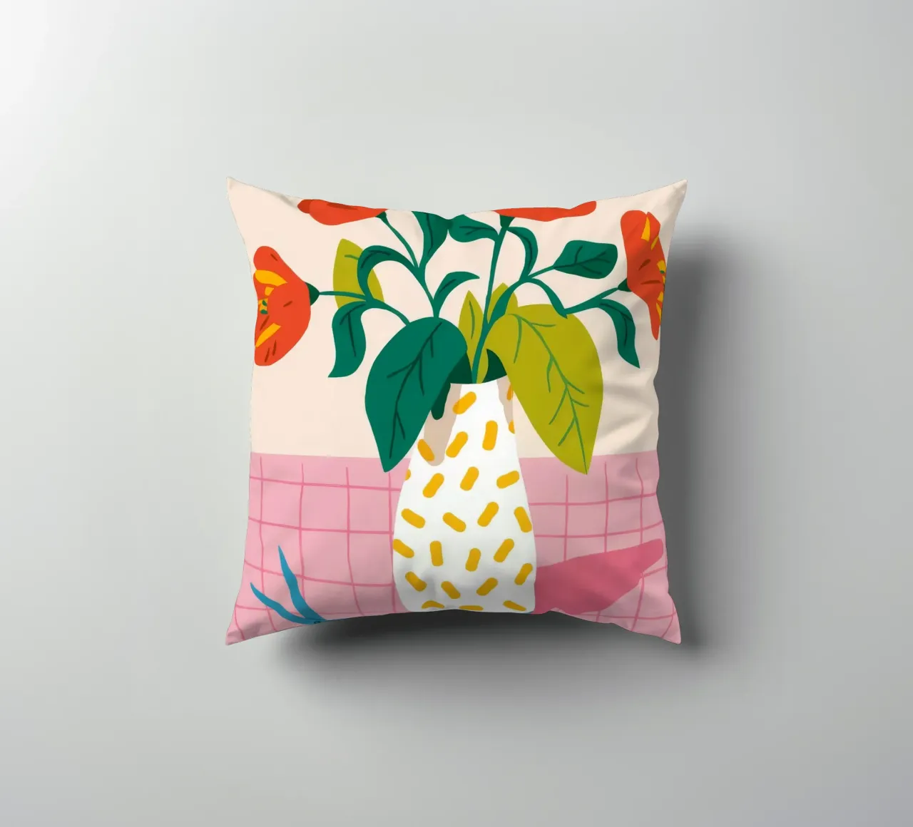 Vignette de fleurs en carreaux coussin de Moonlite Desire