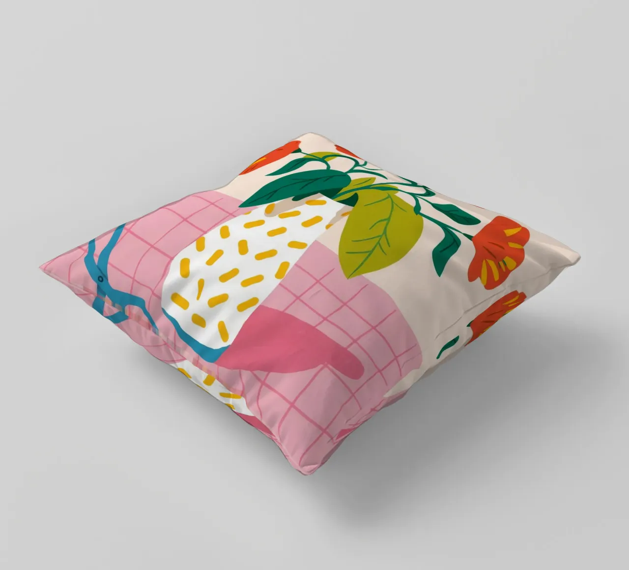 Vignette de fleurs en carreaux coussin de Moonlite Desire