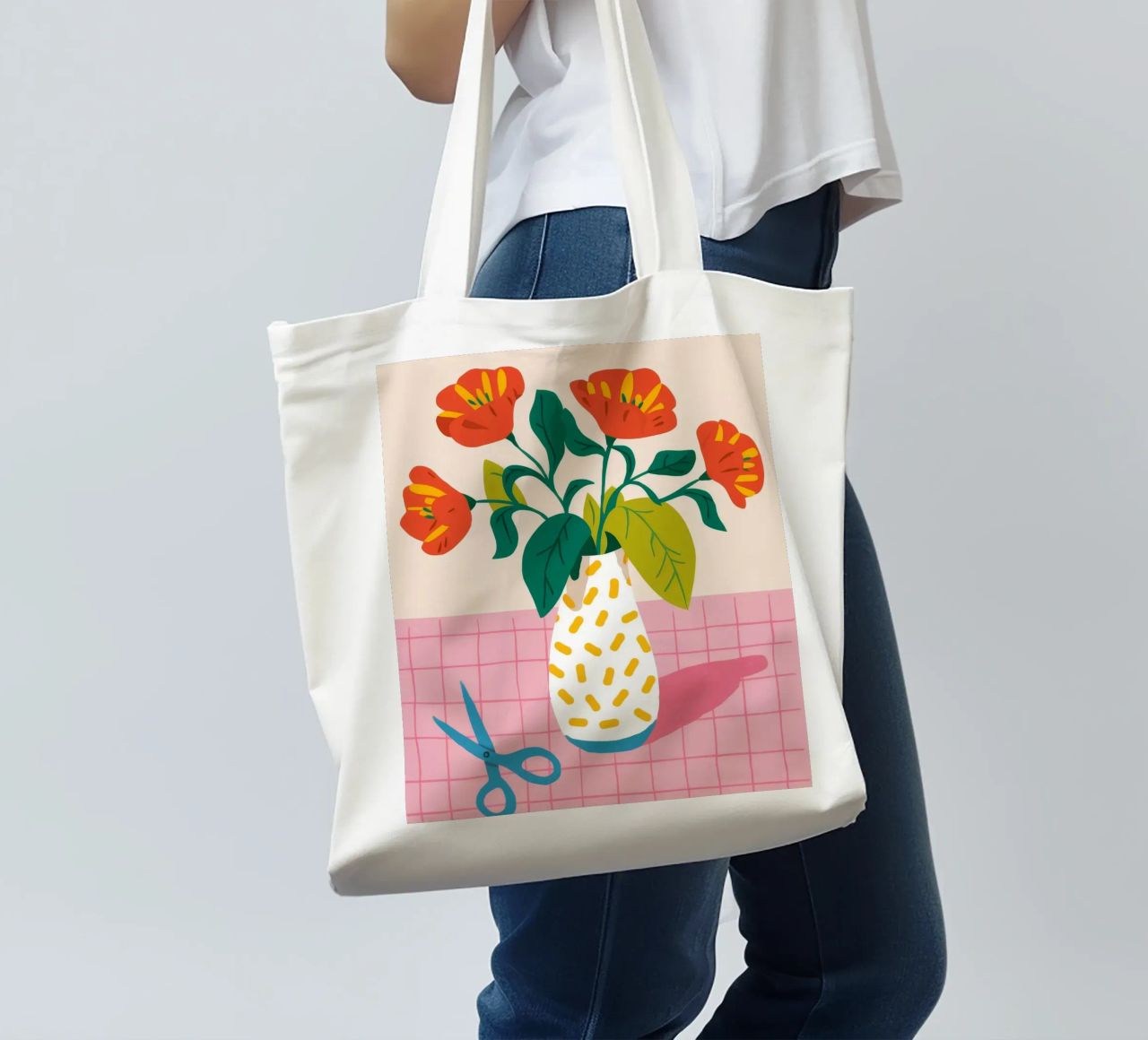 Vignetta di fiori piastrellati borsa in juta da Moonlite Desire