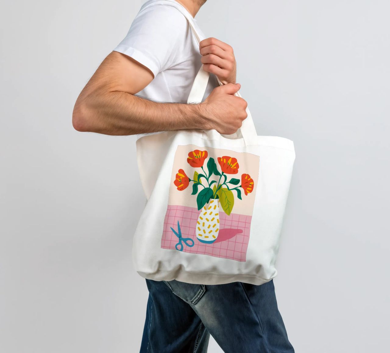 Vignetta di fiori piastrellati borsa in juta da Moonlite Desire