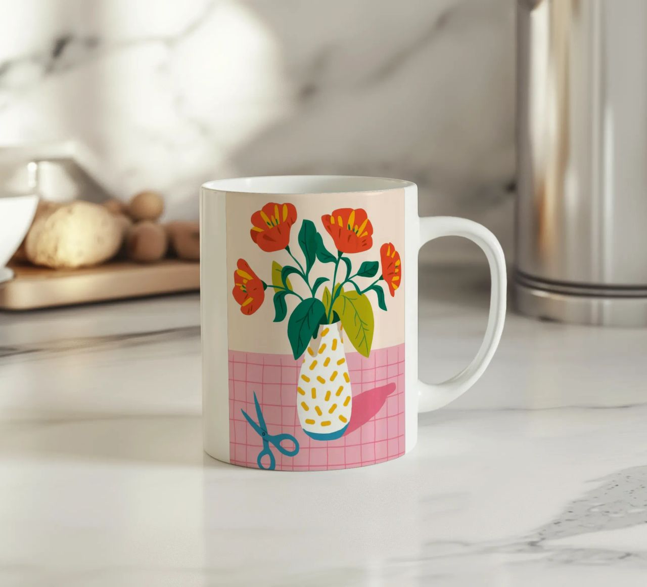 Vignetta di fiori piastrellati tazza in ceramica da Moonlite Desire
