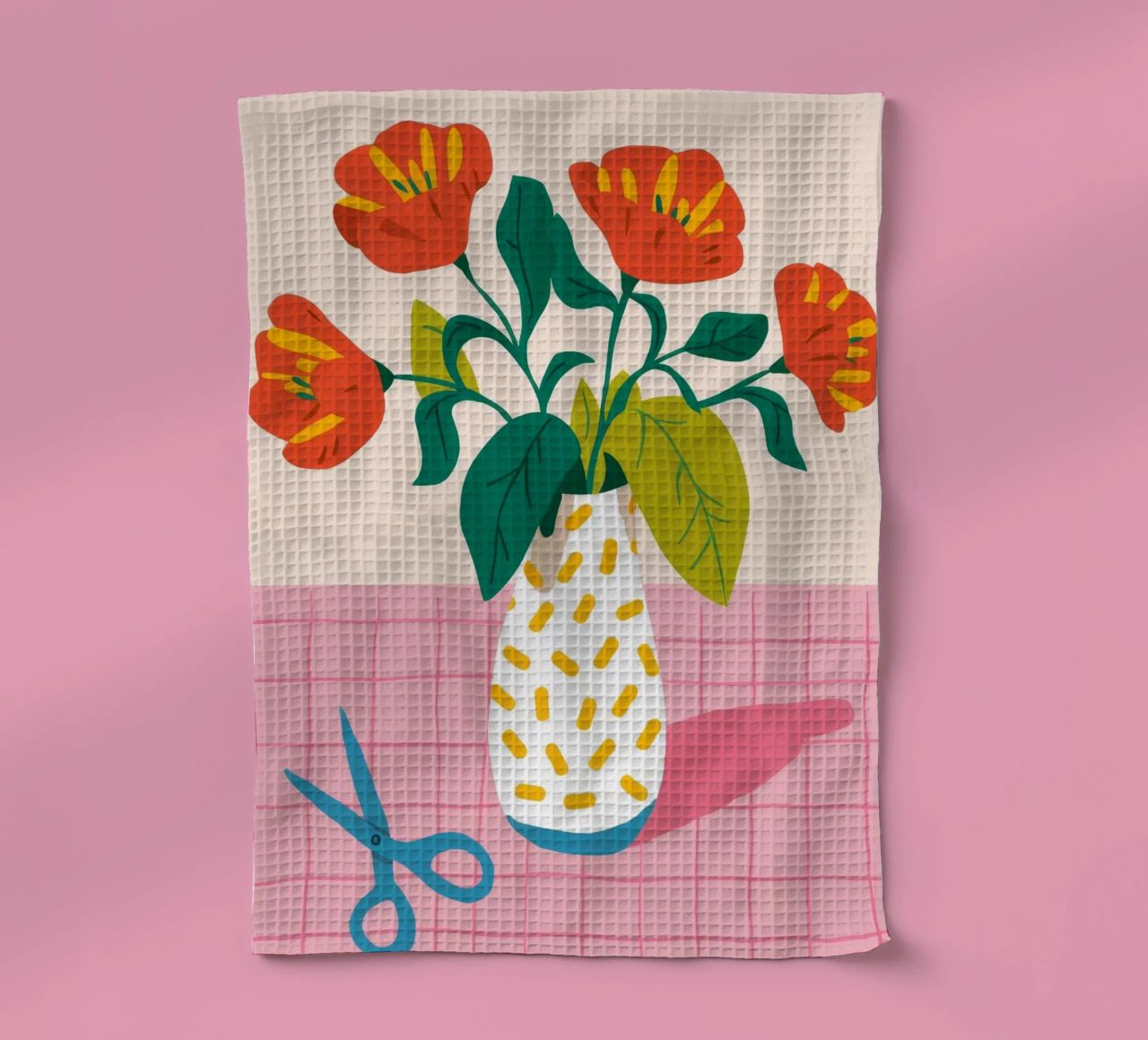 Vignetta di fiori piastrellati canovaccio da cucina da Moonlite Desire