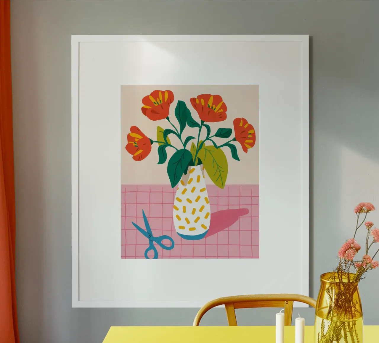 Vignette de fleurs en carreaux poster de Moonlite Desire