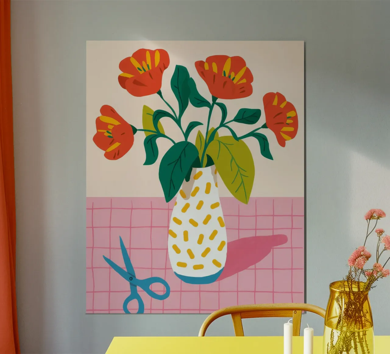 Vignette de fleurs en carreaux poster de Moonlite Desire