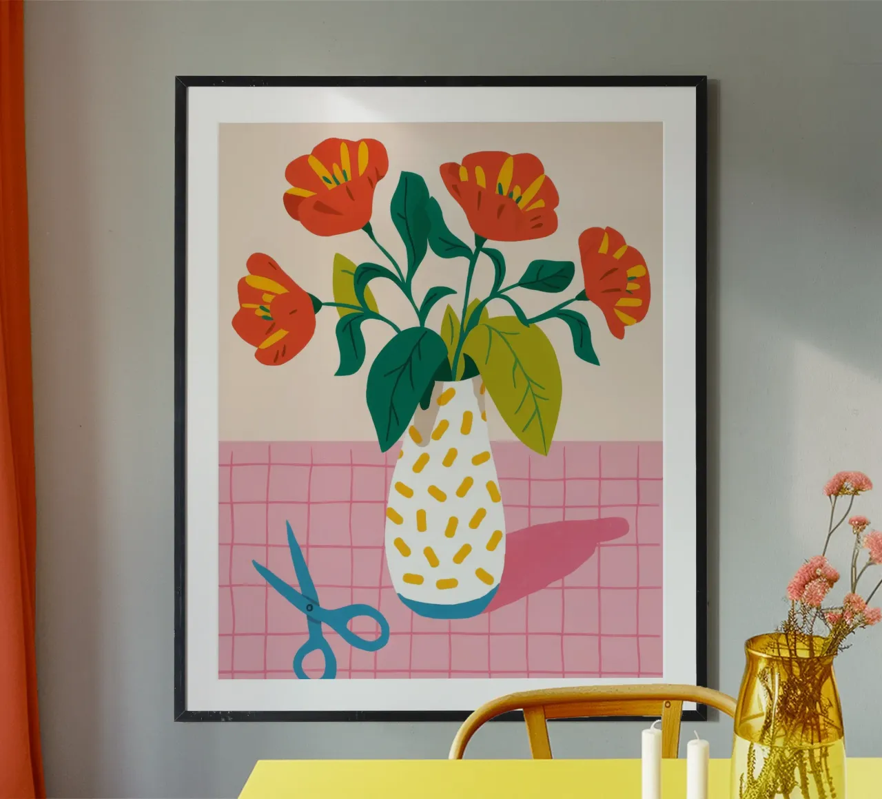 Vignette de fleurs en carreaux poster de Moonlite Desire