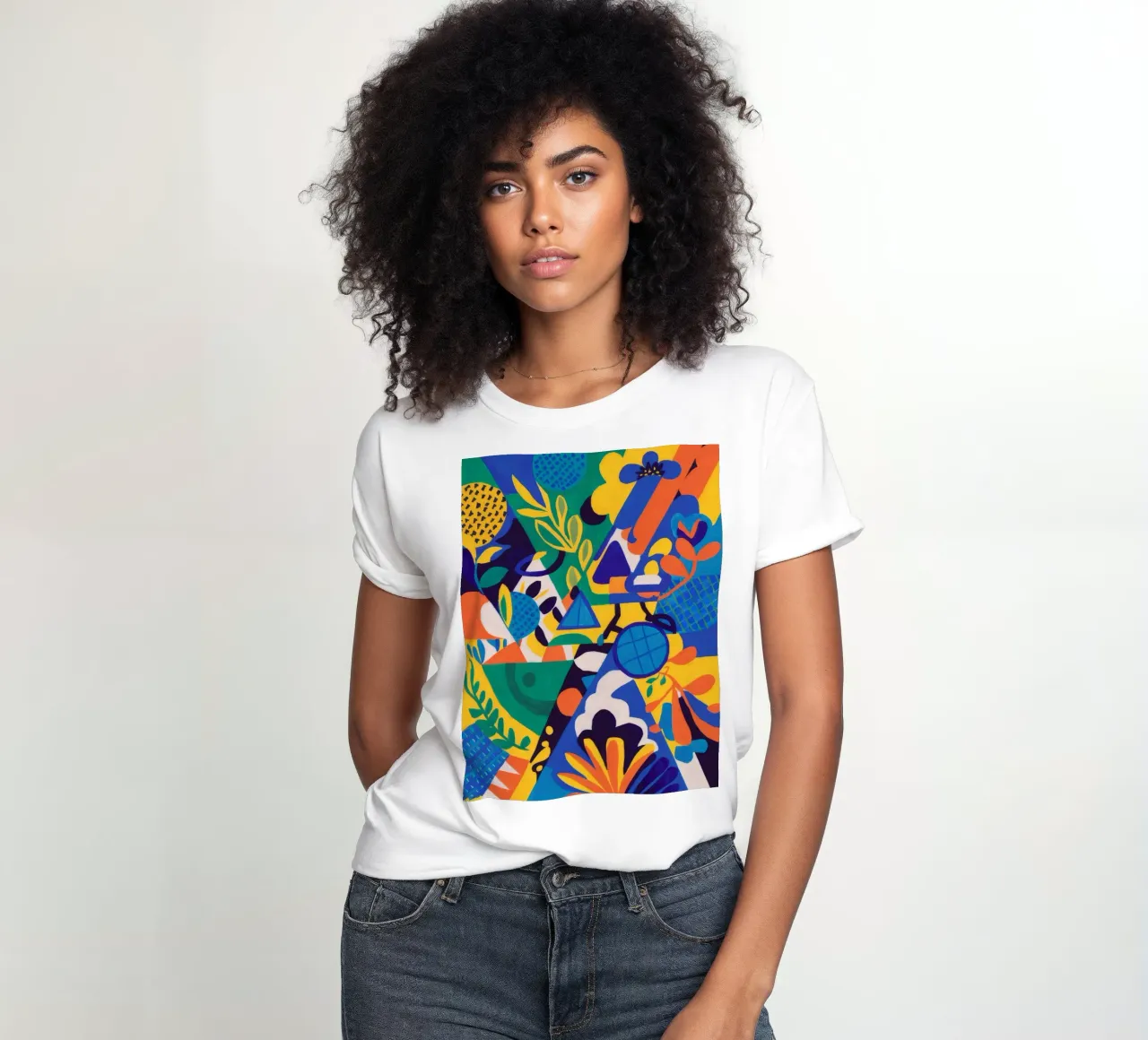 Fusione geometrica di fiori t-shirt da donna da Grande Serene