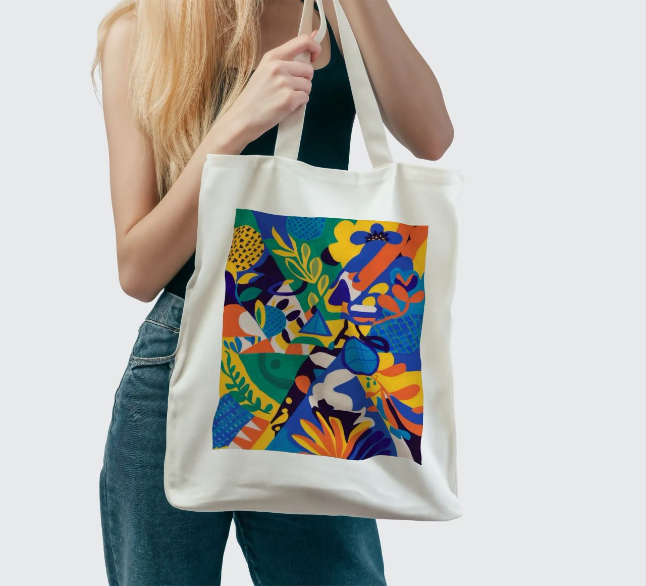 Fusione geometrica di fiori borsa in juta da Grande Serene