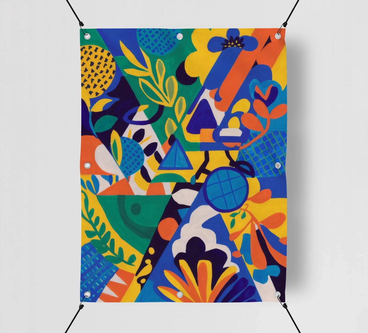 Fusione geometrica di fiori telo in pvc da Grande Serene