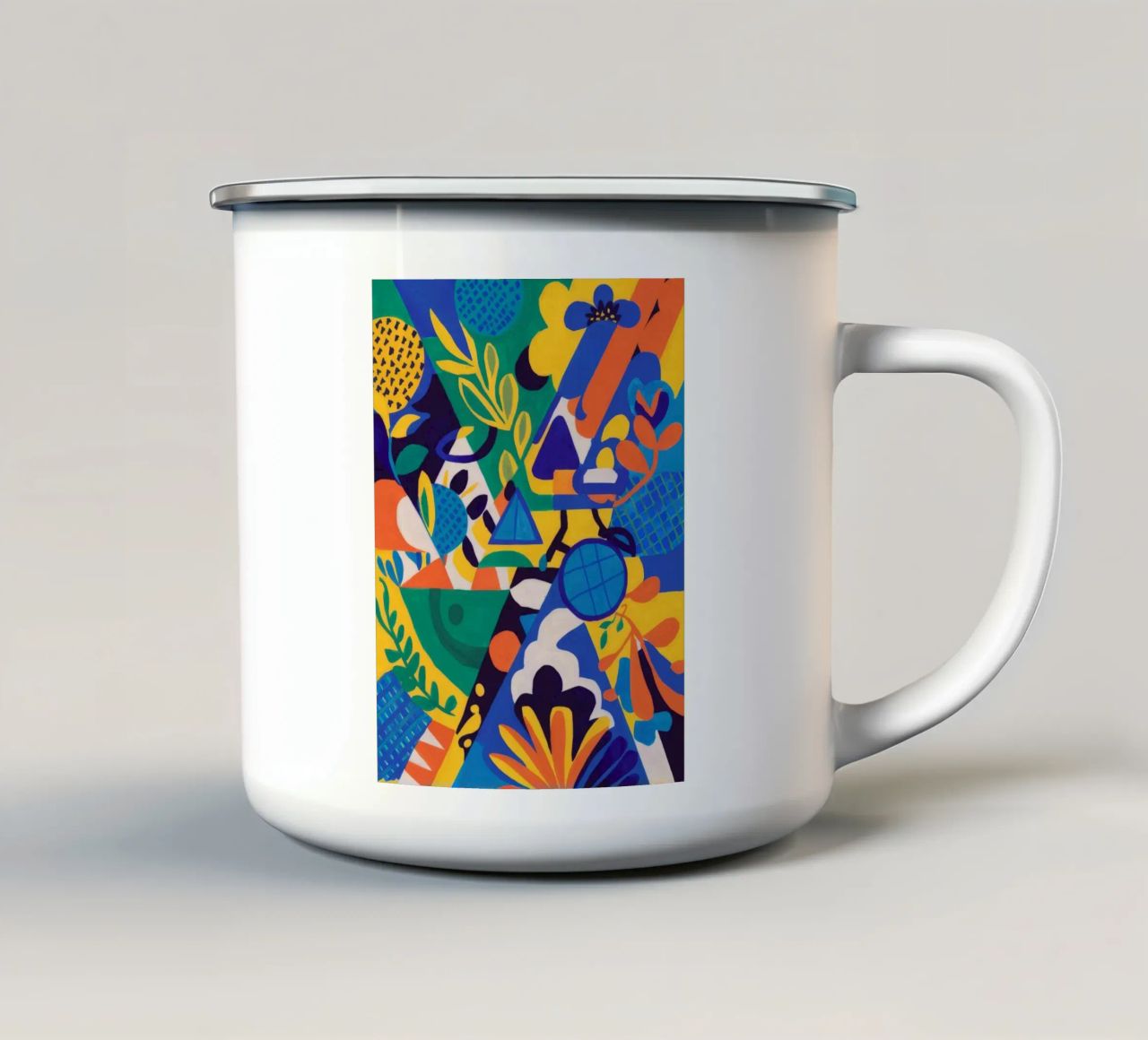 Fusion géométrique des fleurs mug en émail de Grande Serene