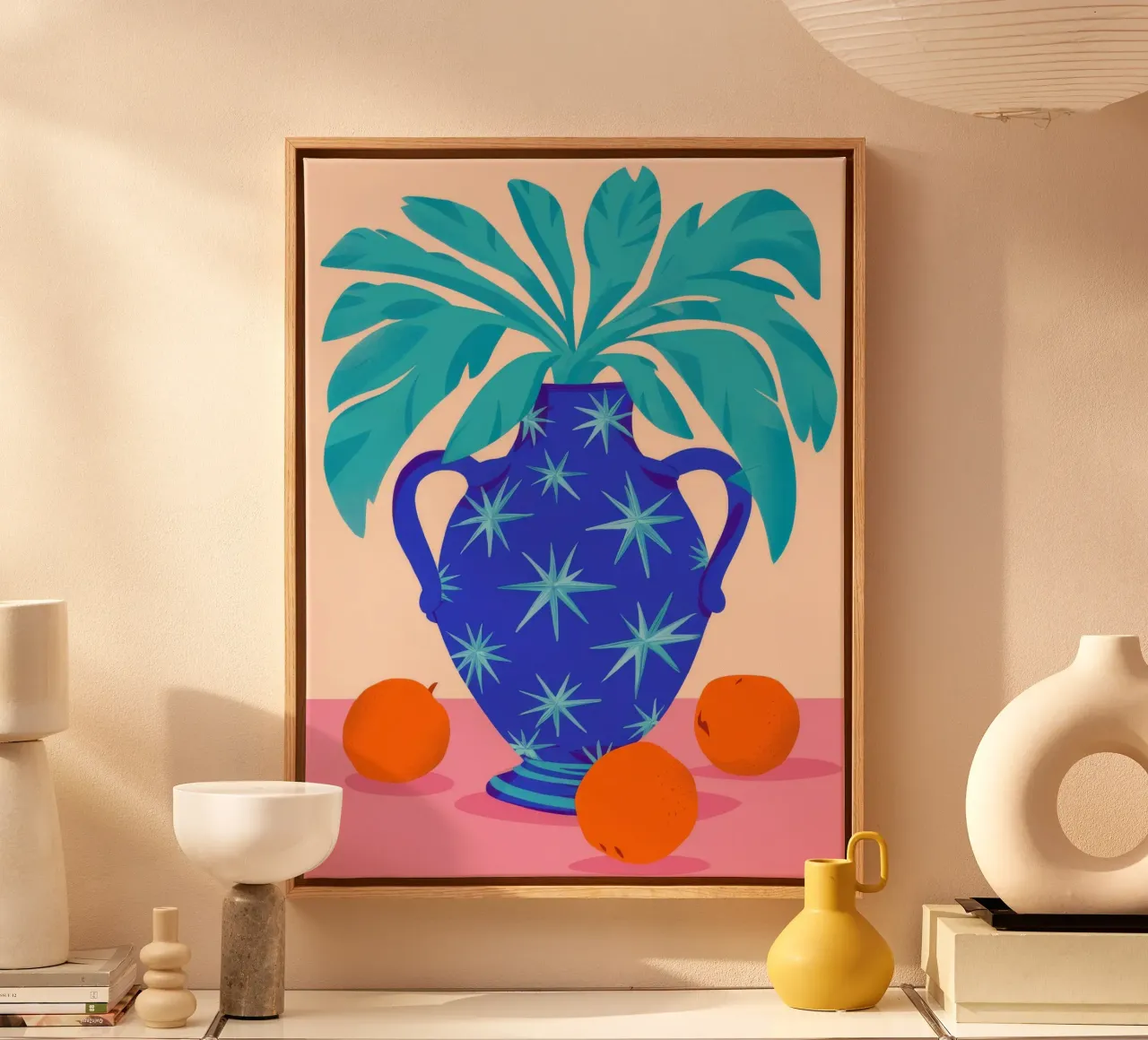 Cobalt Leaf Majesty canvas with Floater frame by Moonlite Desire